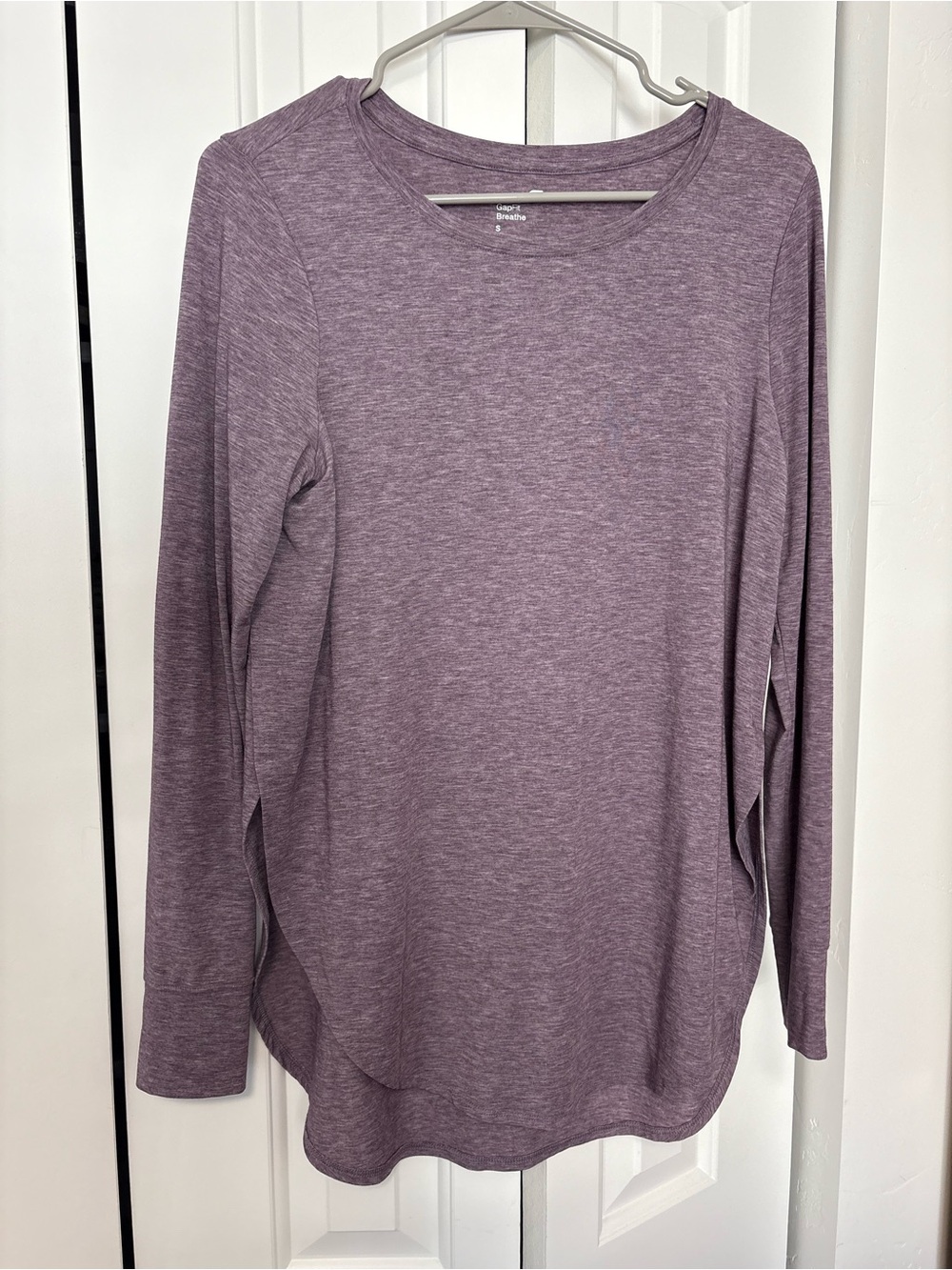 GAP Long Sleeve Crewneck Top - Heathered Lavender